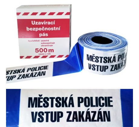 Ohraničovací páska modrobílá MĚSTSKÁ POLICIE - VSTUP ZAKÁZÁN 500m