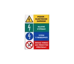 Bezpečnostní tabulky - Pozor elektrické zařízení (čtyřkombinace)