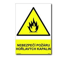 Bezpečnostní tabulky - Nebezpečí požáru hořlavých kapalin
