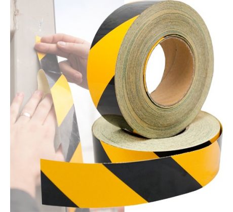 DURAFIX - Výstražná samolepící páska - reflexní žlutočerná 5cm