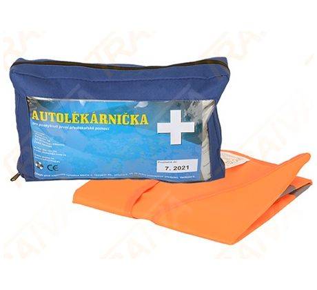 Autolékárnička v kortexovém obalu + reflexní vesta