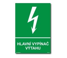 Bezpečnostní tabulky - Hlavní vypínač výtahu