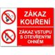 Bezpečnostní tabulky - Zákaz kouření, zákaz vstupu s otevřeným ohněm