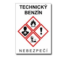 Bezpečnostní tabulka GHS TECHNICKÝ BENZÍN - na výšku