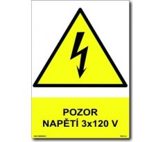 Bezpečnostní tabulky - Pozor napětí 3 x 120 V