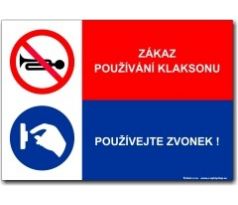 Bezpečnostní tabulky - Zákaz používání klaksonu, používejte zvonek