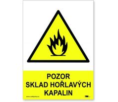 Bezpečnostní tabulky - Pozor sklad hořlavých kapalin