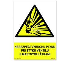 Bezpečnostní tabulky - Nebezpečí výbuchu plynu při styku ventilu s mastnými látkami